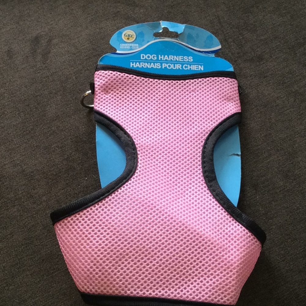 Soft pink dog harness for small dog
